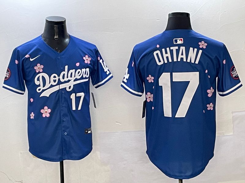 Men Los Angeles Dodgers #17 Ohtani Blue Sakura Edition 2025 Nike MLB Jersey style 2->los angeles dodgers->MLB Jersey